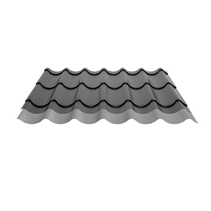 Dakpanplaat 2/1060 | Anti-Drup 1000 g/m² | Staal 0,50 mm | 25 µm Polyester | 9005 - Gitzwart #5