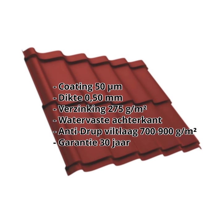 Dakpanplaat Szafir 350/15 | Anti-Drup 700 g/m² | Staal 0,50 mm | 50 µm PURLAK® | 028 - Kersrood #2