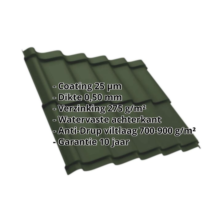 Dakpanplaat Szafir 350/15 | Anti-Drup 700 g/m² | Staal 0,50 mm | 25 µm Polyester | 6020 - Chroomoxydegroen #2