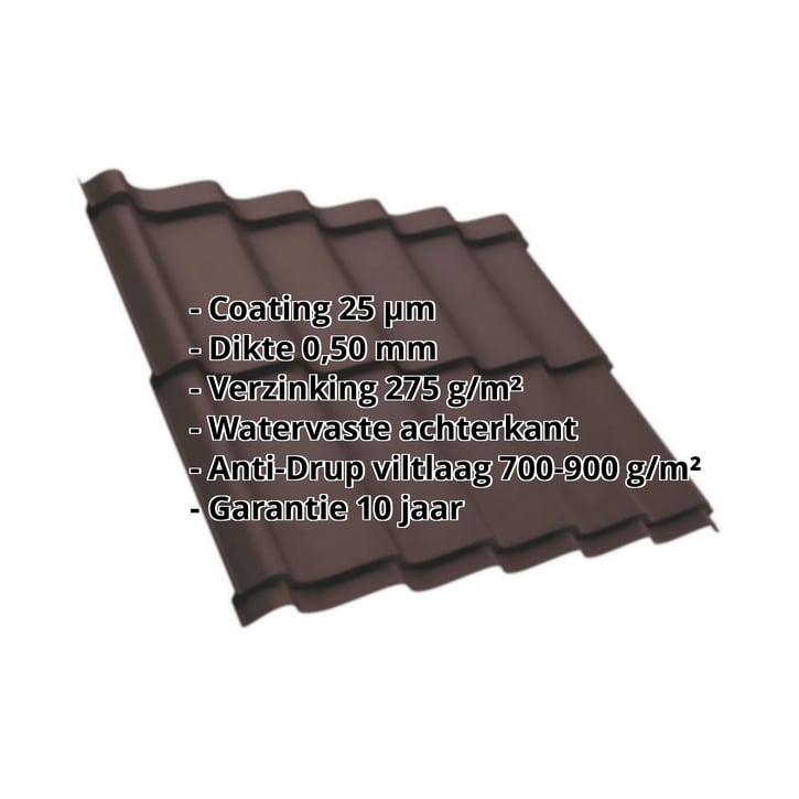 Dakpanplaat Szafir 350/15 | Anti-Drup 700 g/m² | Staal 0,50 mm | 25 µm Polyester | 8017 - Chocoladebruin #2