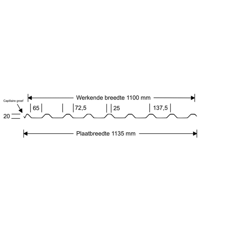 Damwandplaat 20/1100 | Dak | Anti-Drup 1000 g/m² | Staal 0,50 mm | 60 µm Puramid | 6005 - Mosgroen #8