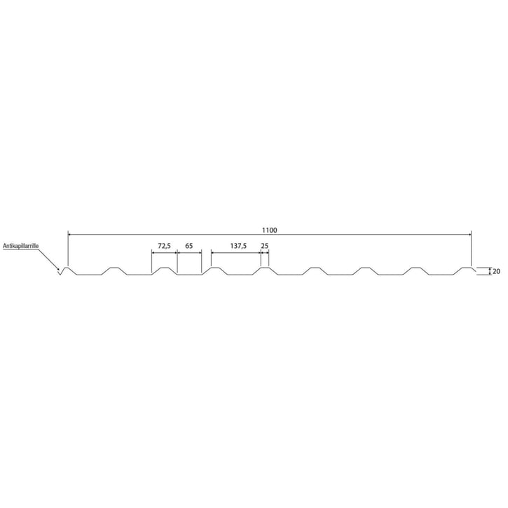 Damwandplaat 20/1100 | Dak | Anti-Drup 1000 g/m² | Staal 0,75 mm | 60 µm Puramid | 7016 - Antracietgrijs #10