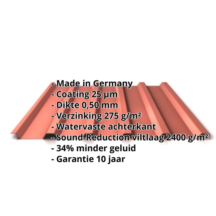 Damwandplaat 35/207 | Dak | Anti-Drup 1000 g/m² | Staal 0,50 mm | 25 µm Polyester | 8004 - Koperbruin #2