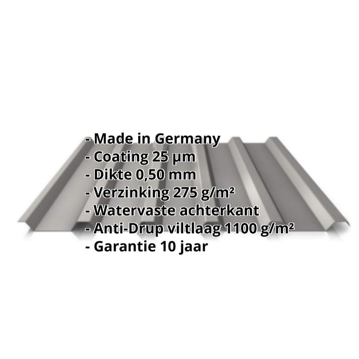 Damwandplaat 35/207 | Dak | Anti-Drup 1000 g/m² | Staal 0,50 mm | 25 µm Polyester | 9007 - Grijs aluminiumkleurig #2