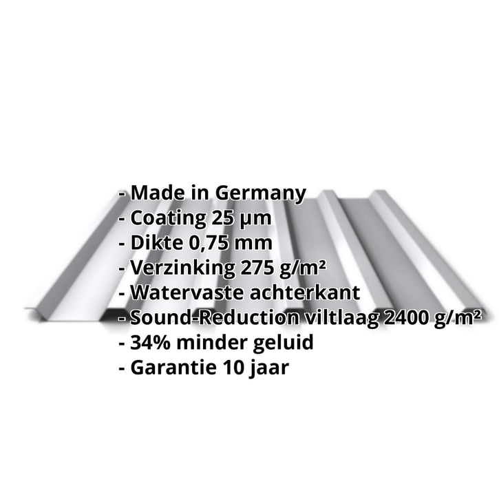 Damwandplaat 35/207 | Dak | Anti-Drup 1000 g/m² | Staal 0,75 mm | 25 µm Polyester | 9006 - Zilver-Metallic #2