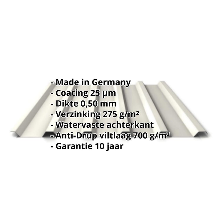 Damwandplaat 35/207 | Dak | Anti-Drup 700 g/m² | Staal 0,50 mm | 25 µm Polyester | 9010 - Zuiverwit #2