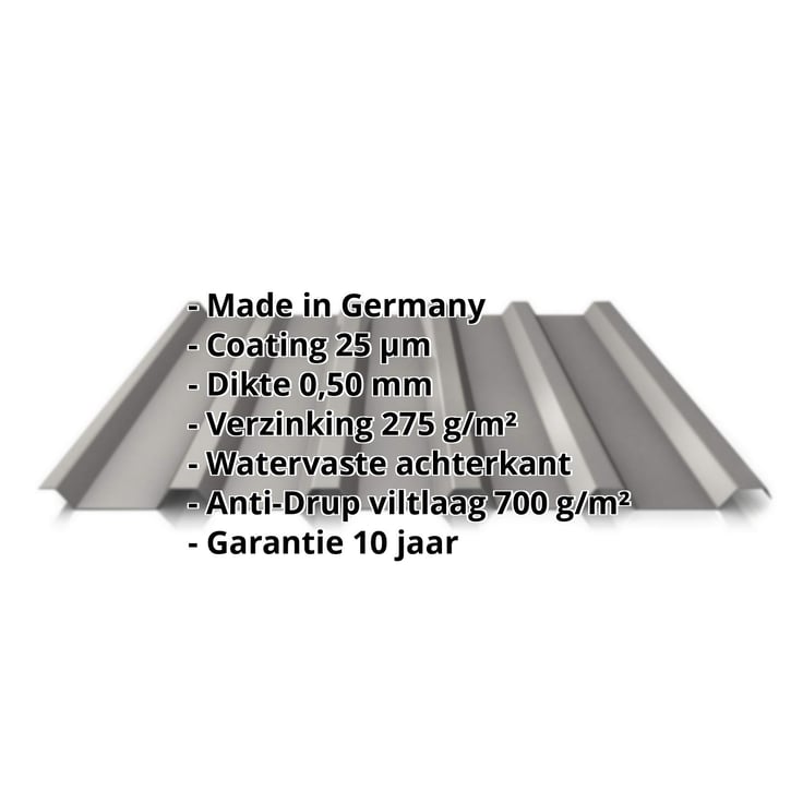 Damwandplaat 35/207 | Dak | Anti-Drup 700 g/m² | Staal 0,50 mm | 25 µm Polyester | 9007 - Grijs aluminiumkleurig #2