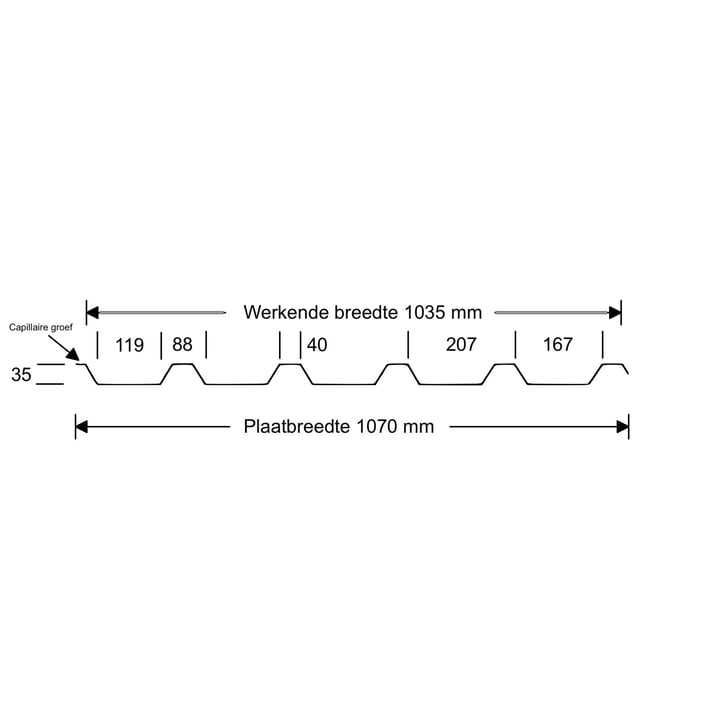 Damwandplaat 35/207 | Dak | Anti-Drup 700 g/m² | Staal 0,75 mm | 60 µm Puramid | 7016 - Antracietgrijs #9