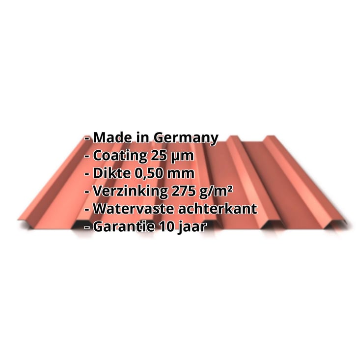Damwandplaat 35/207 | Dak | Staal 0,50 mm | 25 µm Polyester | 8004 - Koperbruin #2
