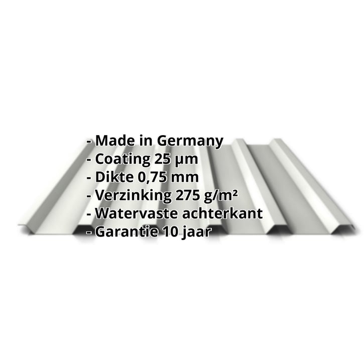 Damwandplaat 35/207 | Dak | Staal 0,75 mm | 25 µm Polyester | 9002 - Grijswit #2
