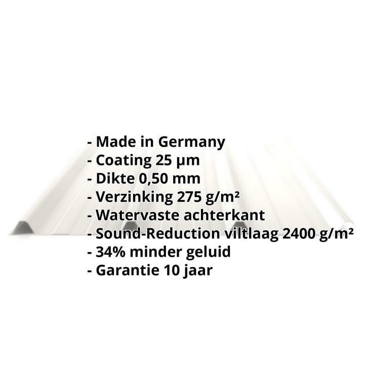 Damwandplaat 45/333 | Dak | Anti-Drup 1000 g/m² | Staal 0,50 mm | 25 µm Polyester | 9002 - Grijswit #2