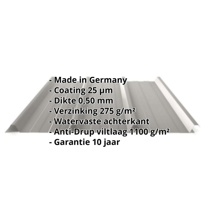 Damwandplaat 45/333 | Dak | Anti-Drup 1000 g/m² | Staal 0,50 mm | 25 µm Polyester | 9007 - Grijs aluminiumkleurig #2