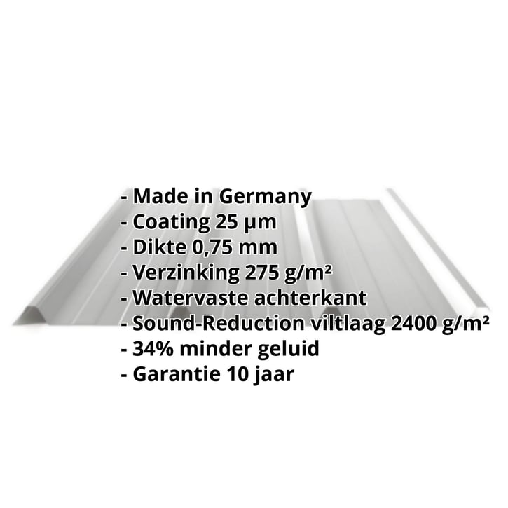 Damwandplaat 45/333 | Dak | Anti-Drup 1000 g/m² | Staal 0,75 mm | 25 µm Polyester | 9006 - Zilver-Metallic #2