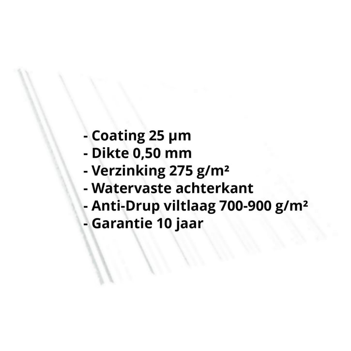 Damwandplaat T18DR | Dak | Anti-Drup 700 g/m² | Staal 0,50 mm | 25 µm Polyester | 9010 - Zuiverwit #2
