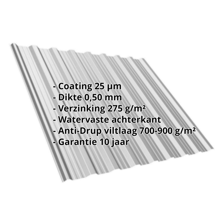 Damwandplaat T18DR | Dak | Anti-Drup 700 g/m² | Staal 0,50 mm | 25 µm Polyester | 9006 - Zilver-Metallic #2