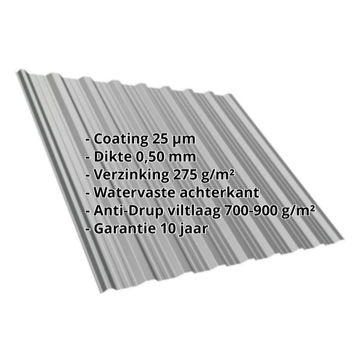 Damwandplaat T18DR | Dak | Anti-Drup 700 g/m² | Staal 0,50 mm | 25 µm Polyester | 9007 - Grijs aluminiumkleurig #2