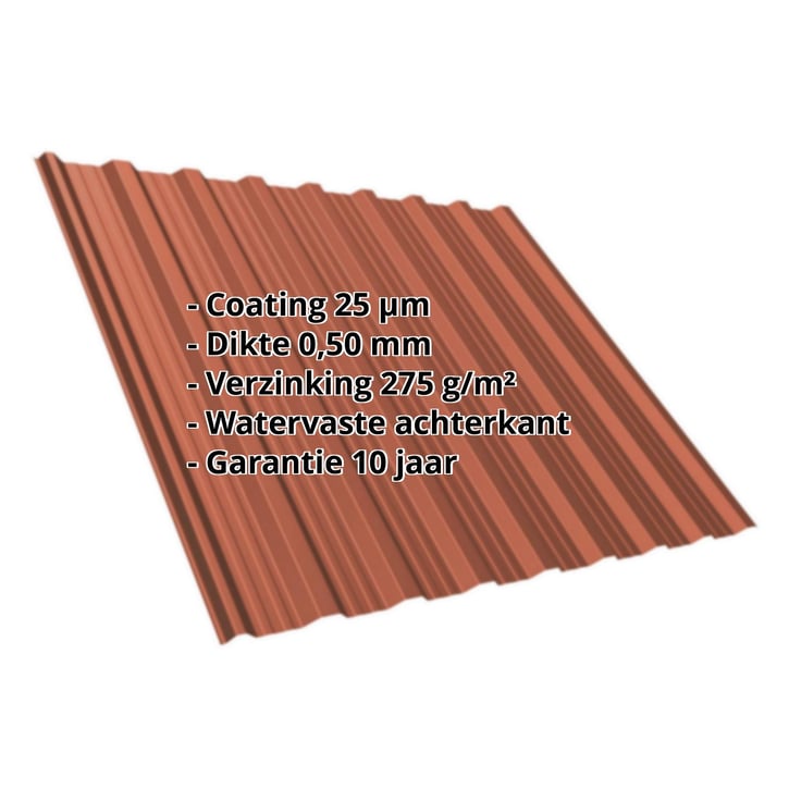 Damwandplaat T18DR | Dak | Staal 0,50 mm | 25 µm Polyester | 8004 - Koperbruin #2