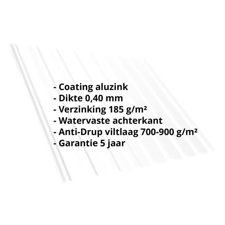 Damwandplaat T20M | Dak | Anti-Drup 700 g/m² | Staal 0,40 mm | Aluzink | Zilvergrijs #2