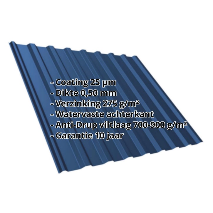 Damwandplaat T20M | Dak | Anti-Drup 700 g/m² | Staal 0,50 mm | 25 µm Polyester | 5010 - Gentiaanblauw #2