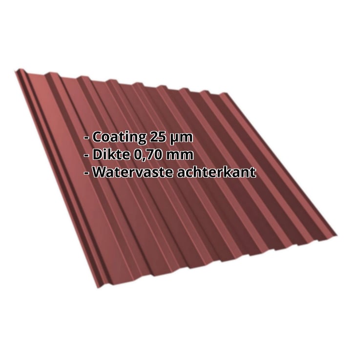 Damwandplaat T20M | Dak | Aluminium 0,70 mm | 25 µm Polyester | 8012 - Roodbruin #2