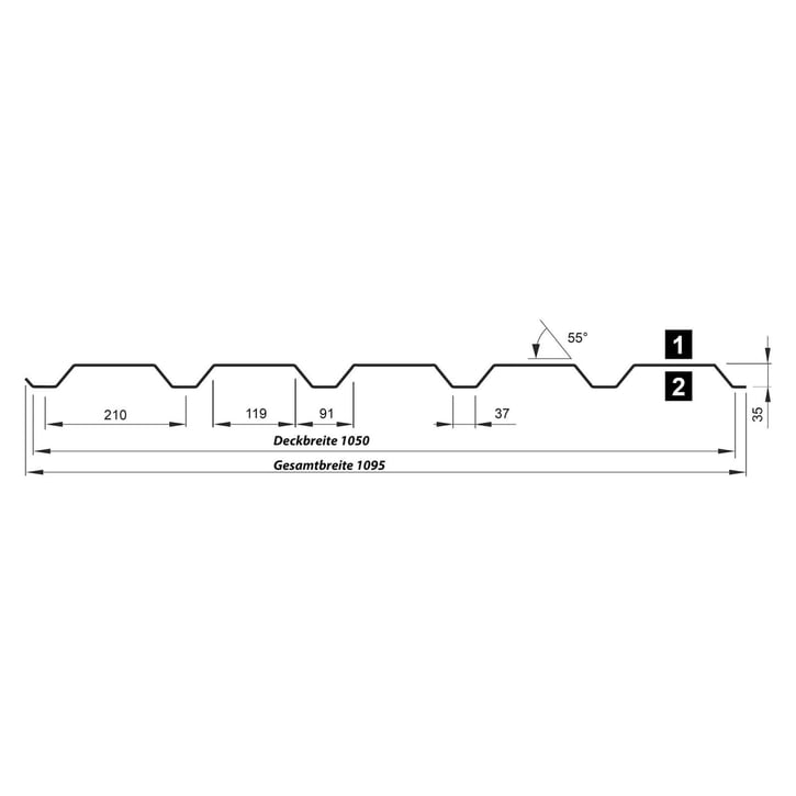 Damwandplaat T35/207M | Gevel | Aluminium 0,70 mm | 25 µm Polyester | 8012 - Roodbruin #5