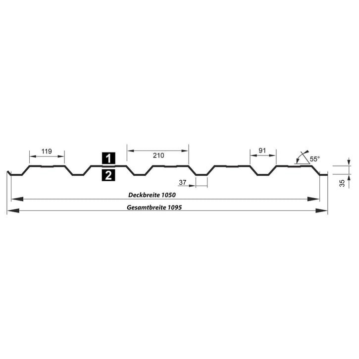 Damwandplaat T35DR | Gevel | Staal 0,50 mm | 25 µm Polyester | 7024 - Grafietgrijs #5