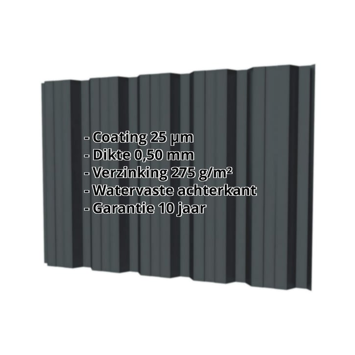 Damwandplaat T35DR | Gevel | Staal 0,50 mm | 25 µm Polyester | 7016 - Antracietgrijs #2