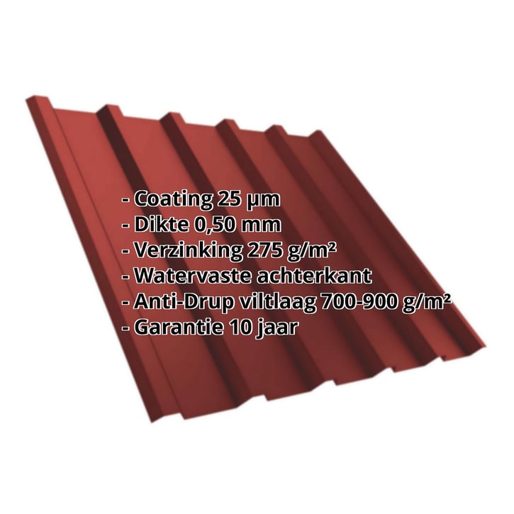Damwandplaat T35M | Dak | Anti-Drup 700 g/m² | Staal 0,50 mm | 25 µm Polyester | 028 - Kersrood #2
