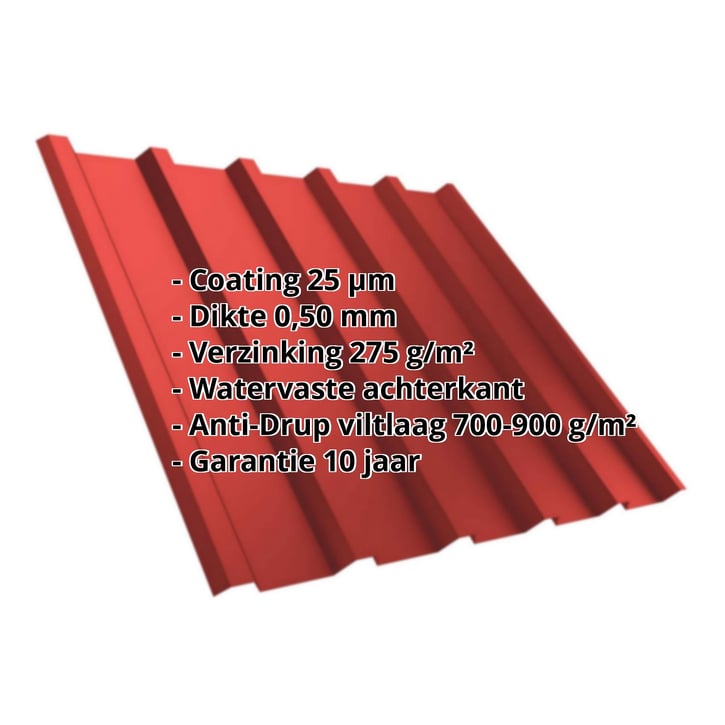 Damwandplaat T35M | Dak | Anti-Drup 700 g/m² | Staal 0,50 mm | 25 µm Polyester | 3016 - Koraalrood #2
