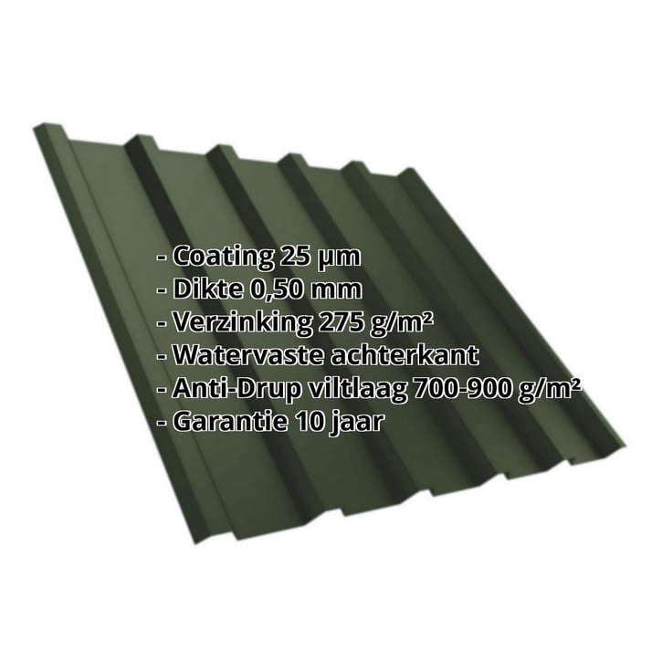 Damwandplaat T35M | Dak | Anti-Drup 700 g/m² | Staal 0,50 mm | 25 µm Polyester | 6020 - Chroomoxydegroen #2