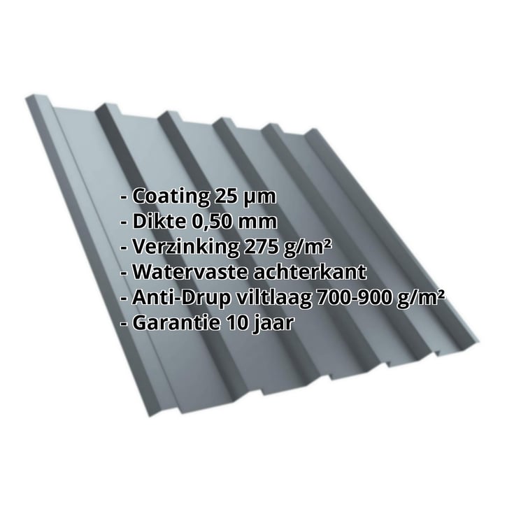 Damwandplaat T35M | Dak | Anti-Drup 700 g/m² | Staal 0,50 mm | 25 µm Polyester | 7000 - Pelsgrijs #2