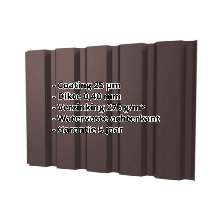 Damwandplaat T35M | Gevel | Staal 0,40 mm | 25 µm Polyester | 8017 - Chocoladebruin #2