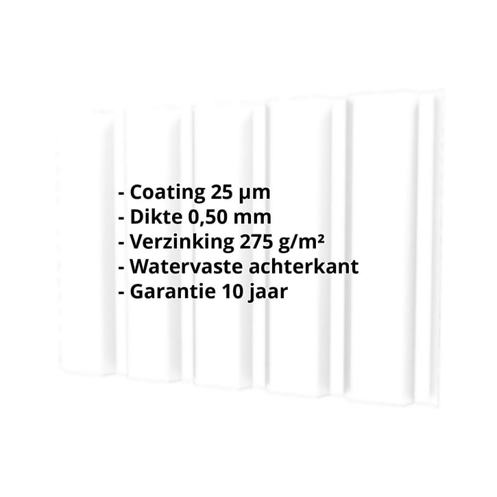 Damwandplaat T35M | Gevel | Staal 0,50 mm | 25 µm Polyester | 9010 - Zuiverwit #2