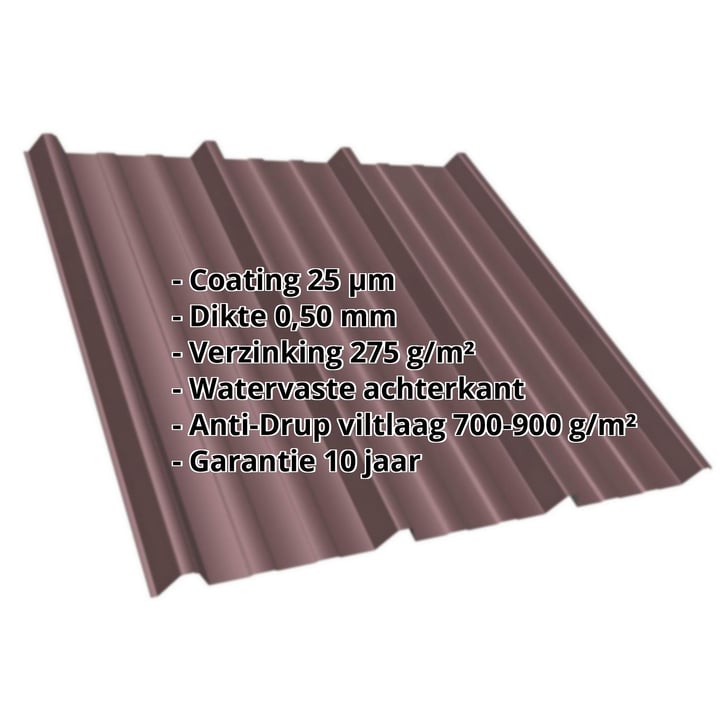 Damwandplaat T45/333M | Dak | Anti-Drup 700 g/m² | Staal 0,50 mm | 25 µm Polyester | 8017 - Chocoladebruin #2