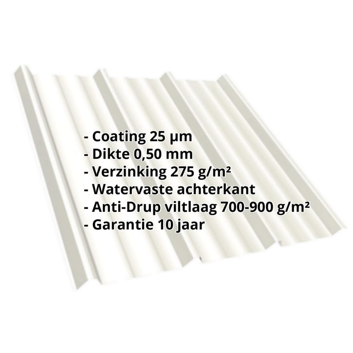 Damwandplaat T45/333M | Dak | Anti-Drup 700 g/m² | Staal 0,50 mm | 25 µm Polyester | 9010 - Zuiverwit #2