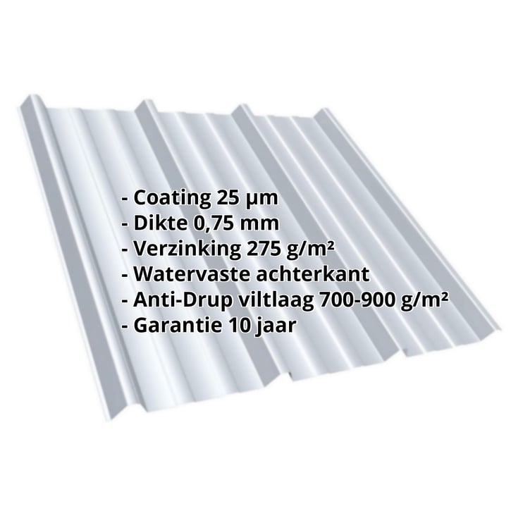 Damwandplaat T45/333M | Dak | Anti-Drup 700 g/m² | Staal 0,75 mm | 25 µm Polyester | 7035 - Lichtgrijs #2