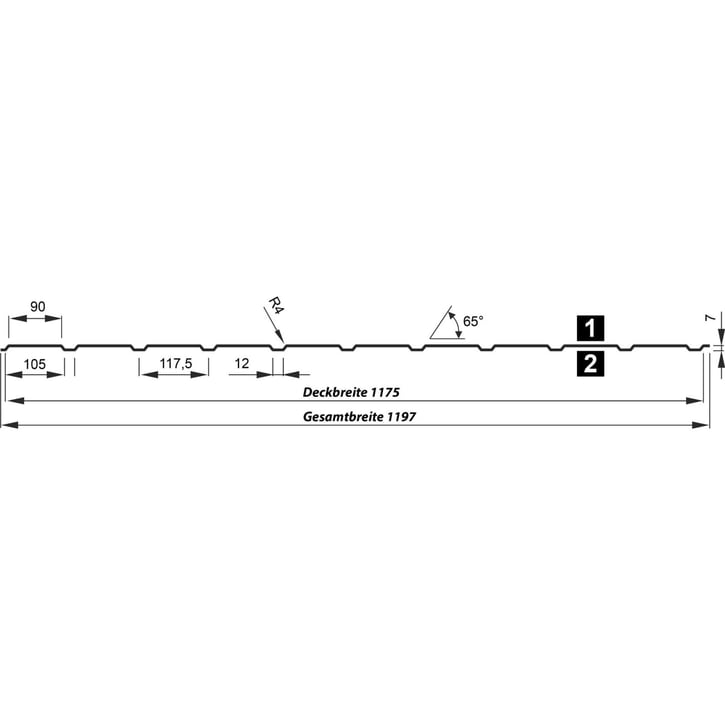 Damwandplaat T7M | Gevel | Staal 0,63 mm | 50 µm PURLAK® | 7016 - Antracietgrijs #3