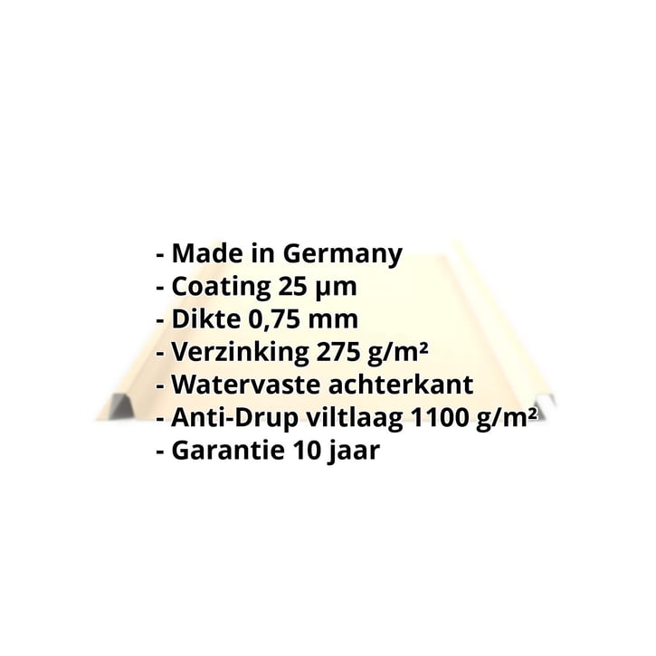 Felsplaat 33/500-LE | Dak | Anti-Drup 1000 g/m² | Staal 0,75 mm | 25 µm Polyester | 1015 - Licht ivoorkleurig #2