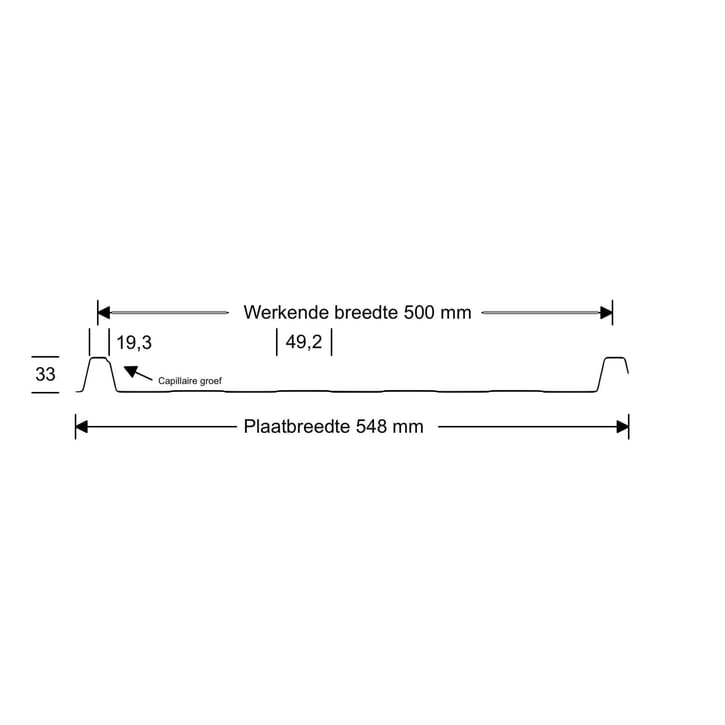 Felsplaat 33/500-LR | Dak | Anti-Drup 1000 g/m² | Restpartij | Staal 0,40 mm | 25 µm Polyester | 6020 - Chroomoxydegroen #8