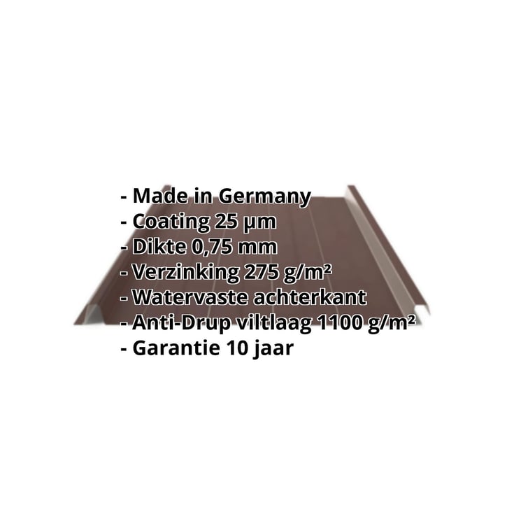 Felsplaat 33/500-LR | Dak | Anti-Drup 1000 g/m² | Staal 0,75 mm | 25 µm Polyester | 8017 - Chocoladebruin #2