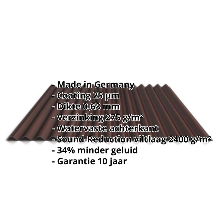 Golfplaat 18/1064 | Dak | Anti-Drup 1000 g/m² | Staal 0,63 mm | 25 µm Polyester | 8017 - Chocoladebruin #2