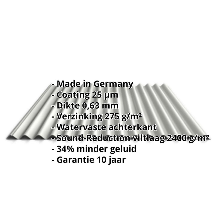 Golfplaat 18/1064 | Dak | Anti-Drup 1000 g/m² | Staal 0,63 mm | 25 µm Polyester | 9002 - Grijswit #2