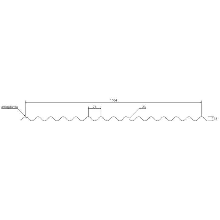 Golfplaat 18/1064 | Dak | Anti-Drup 1000 g/m² | Staal 0,75 mm | 60 µm Puramid | 7016 - Antracietgrijs #10