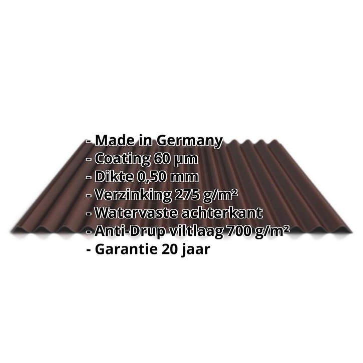 Golfplaat 18/1064 | Dak | Anti-Drup 700 g/m² | Staal 0,50 mm | 60 µm TTHD | 8017 - Chocoladebruin #2