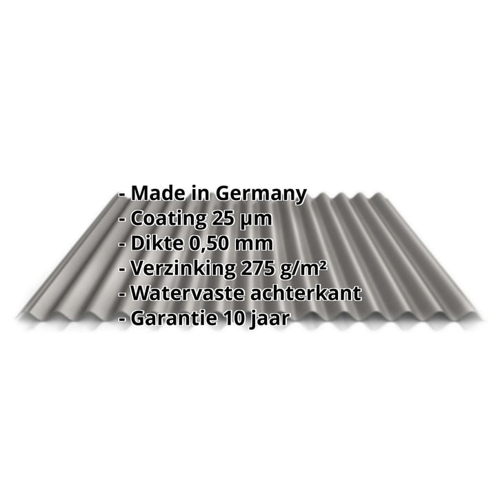 Golfplaat 18/1064 | Dak | Staal 0,50 mm | 25 µm Polyester | 9007 - Grijs aluminiumkleurig #2