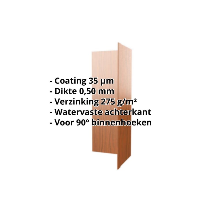 Binnenhoek | 100 x 100 x 2000 mm | Staal 0,50 mm | 25 µm Polyester | Houtlook - Eiken #2