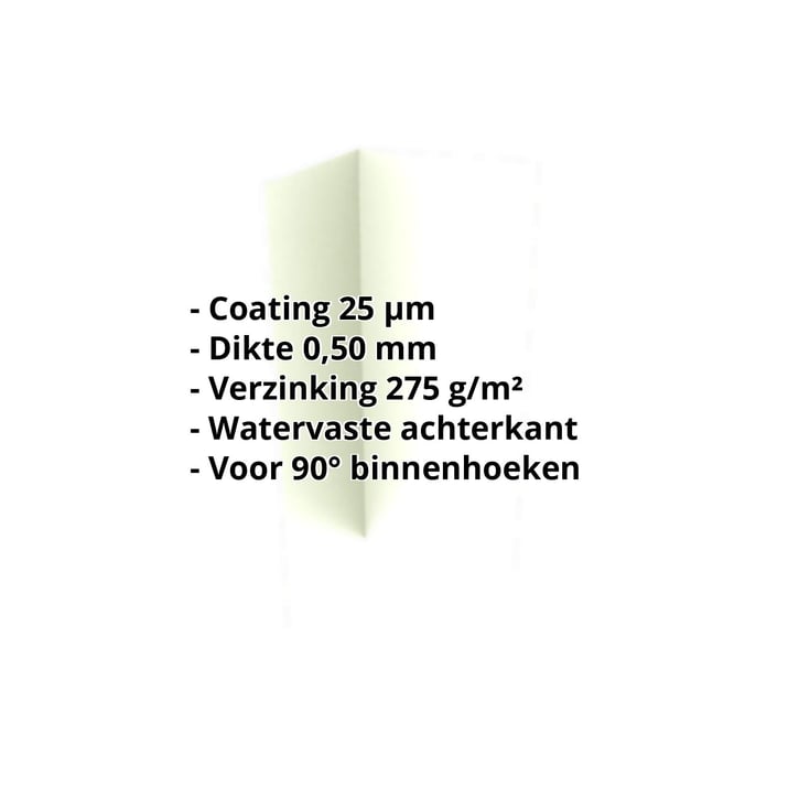 Binnenhoek | 100 x 100 x 2000 mm | Staal 0,50 mm | 25 µm Polyester | 9002 - Grijswit #2