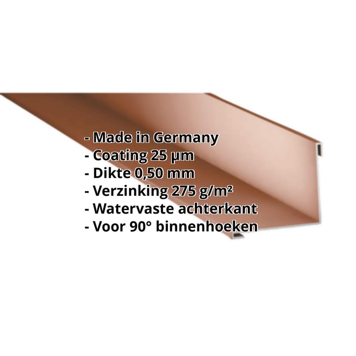 Binnenhoek | 115 x 115 x 2000 mm | Staal 0,50 mm | 25 µm Polyester | 8011 - Notenbruin #2