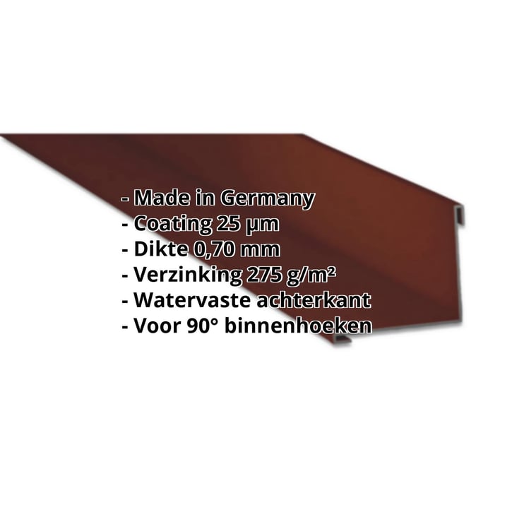 Binnenhoek | 115 x 115 x 2000 mm | Aluminium 0,70 mm | 25 µm Polyester | 8012 - Roodbruin #2