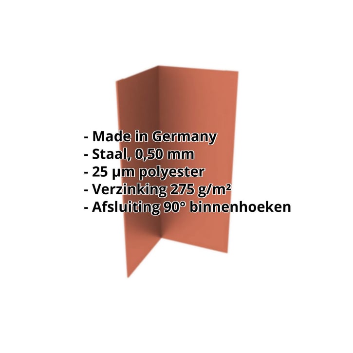 Binnenhoek | 150 x 150 x 2000 mm | Staal 0,50 mm | 35 µm mattpolyester | 750 - Tegelrood #2